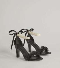 Chic Touch Pearl Strap Bow Stiletto Heels