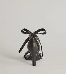 Chic Touch Pearl Strap Bow Stiletto Heels