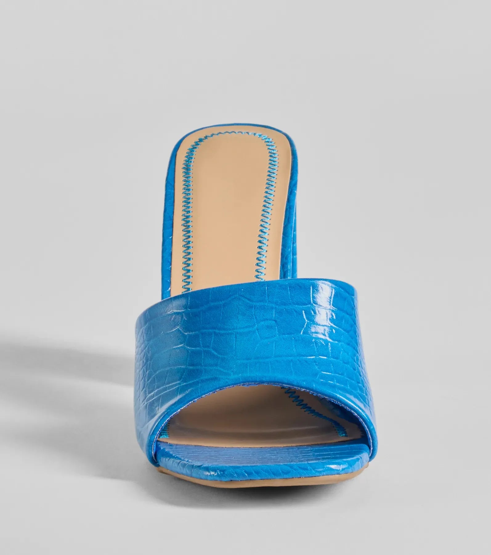 Chicest Babe Croc Faux Leather Block Heels