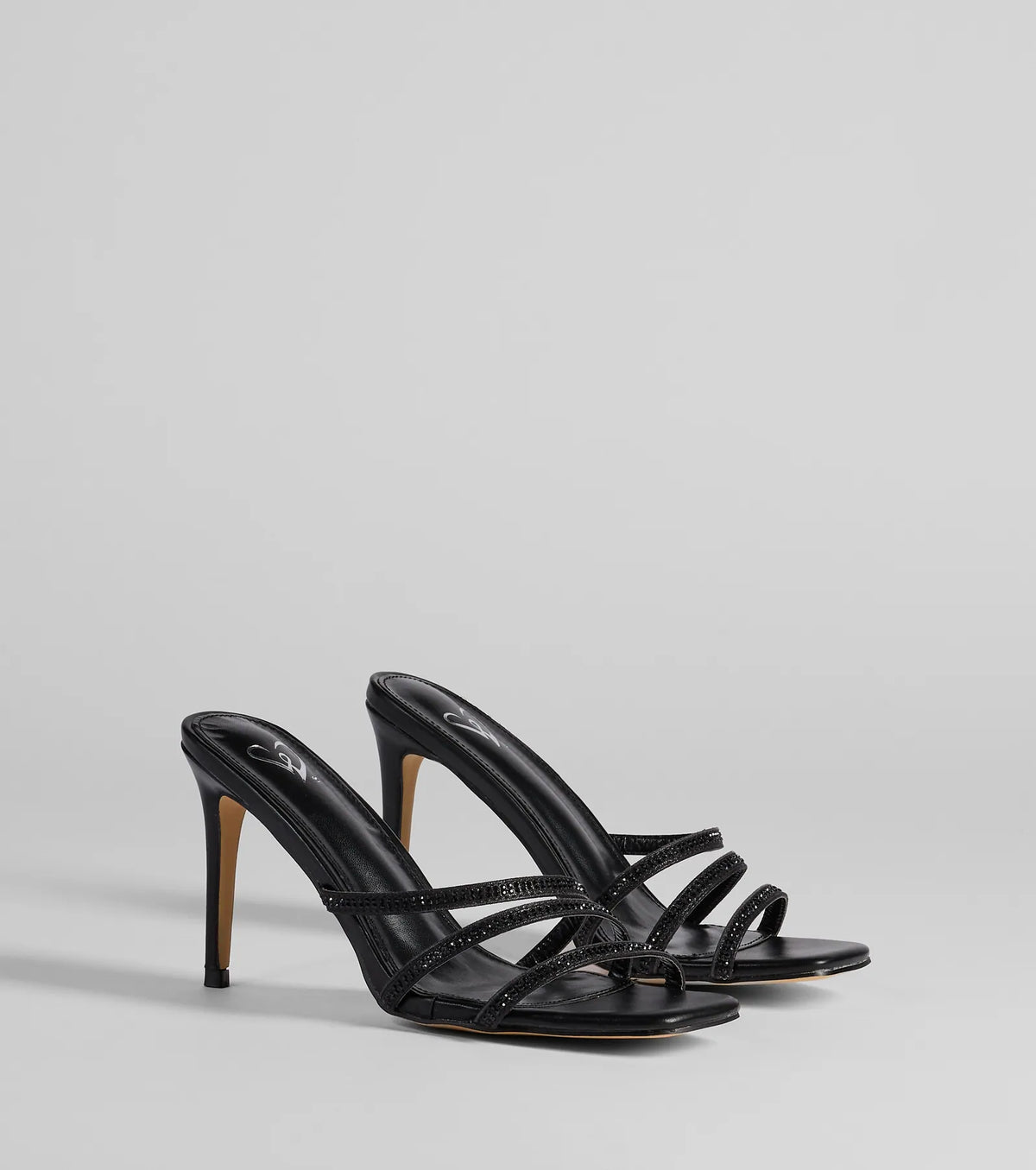 Staying Out Tonight Rhinestone Strappy Stiletto Heels