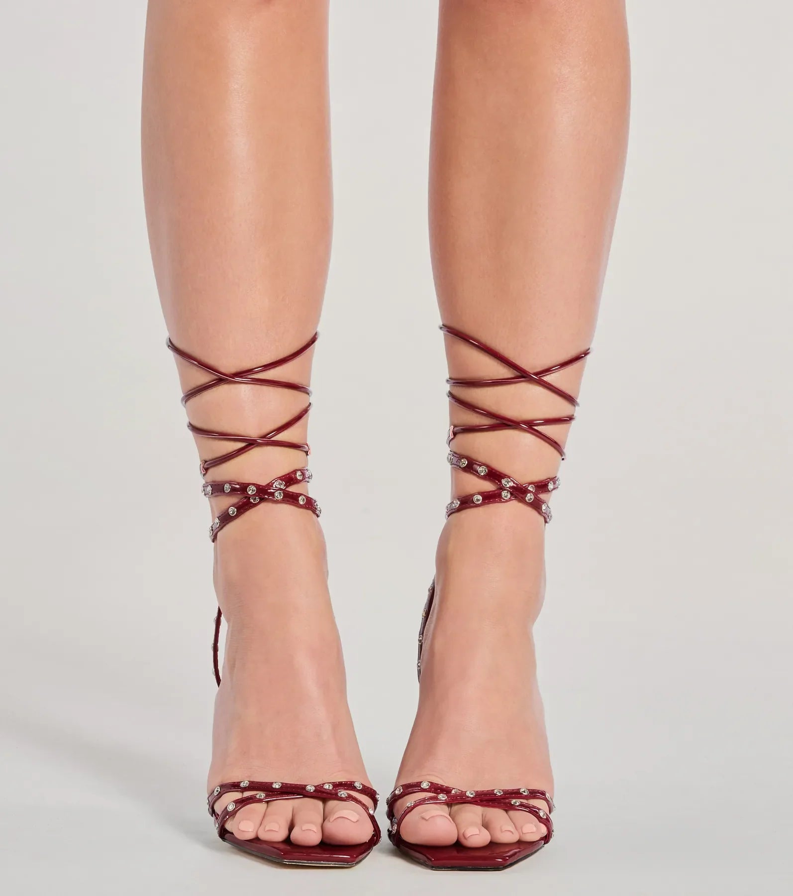 Endless Glam Laced-Up Rhinestone Stiletto Heels