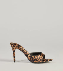 Ever So Fierce Leopard Satin Stiletto Mules