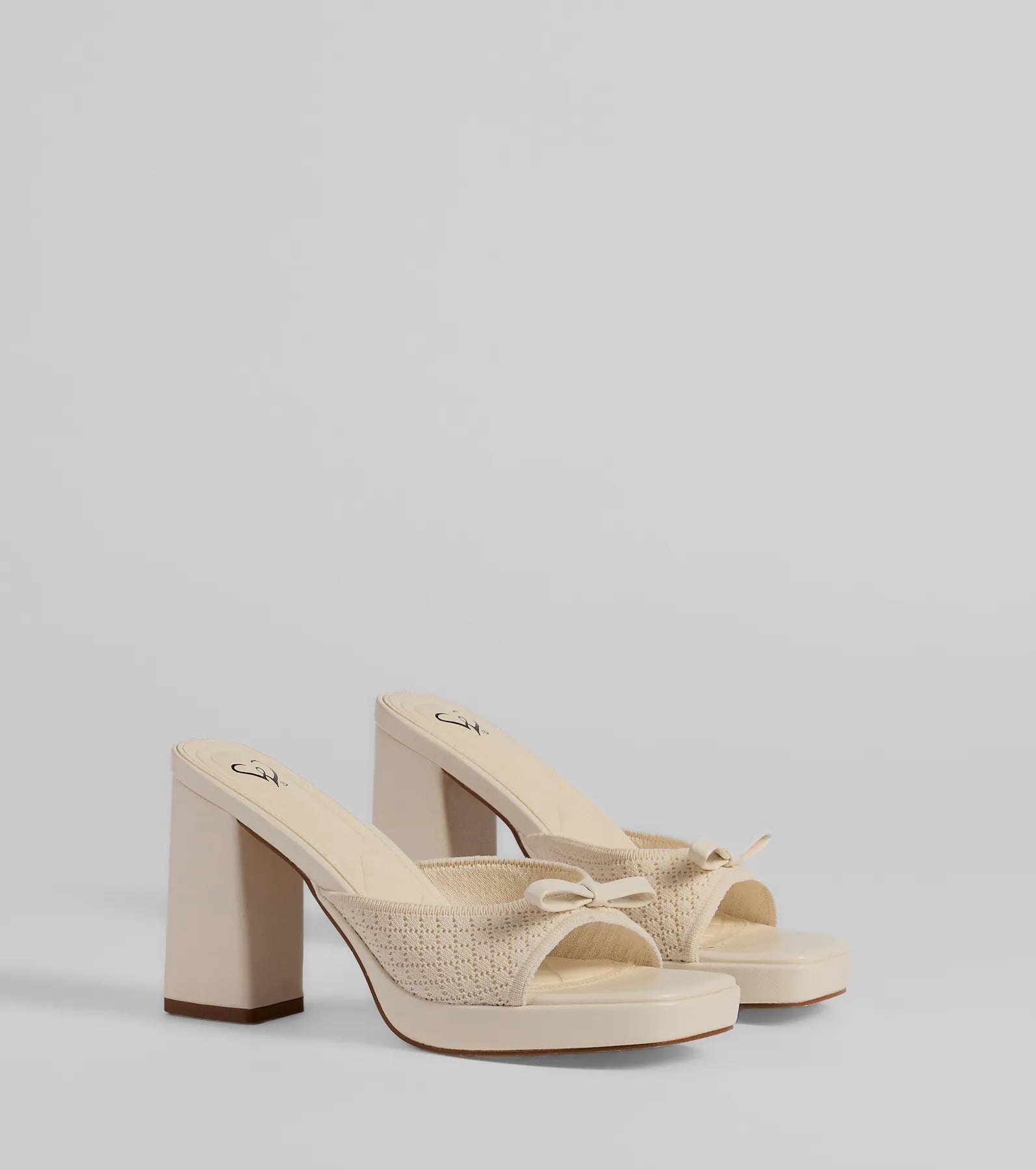 Cute Vibes Bow Platform Knit Mules
