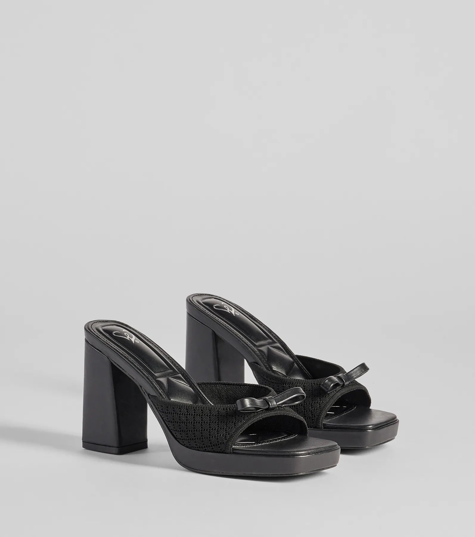 Cute Vibes Bow Platform Knit Mules