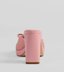 Cute Vibes Bow Platform Knit Mules