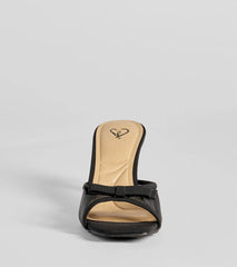 Adorable Bow Mesh Strap Stiletto Mules