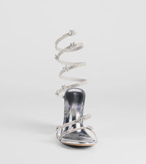 Instant Dazzle Flower Rhinestone Spiral Block Heels