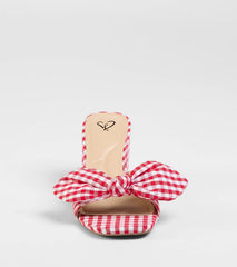 Cutesy Babe Gingham Bow Strap Mules
