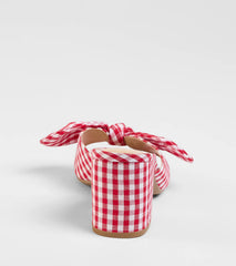 Cutesy Babe Gingham Bow Strap Mules