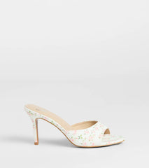 Flourishing Rose Floral Stiletto Mules