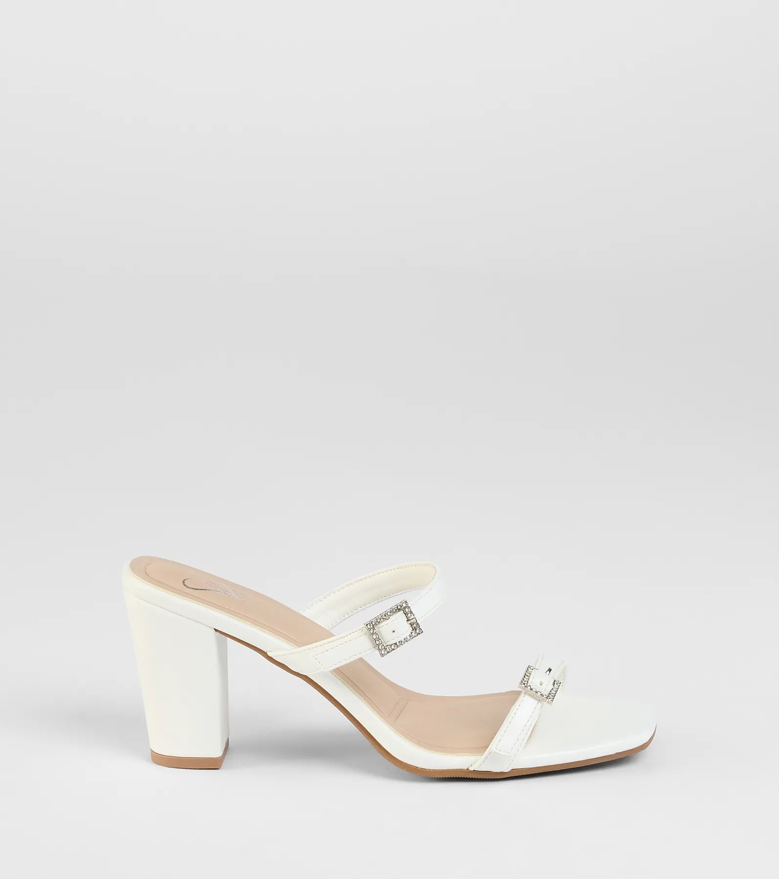 On The Down Low Rhinestone Buckle Mules