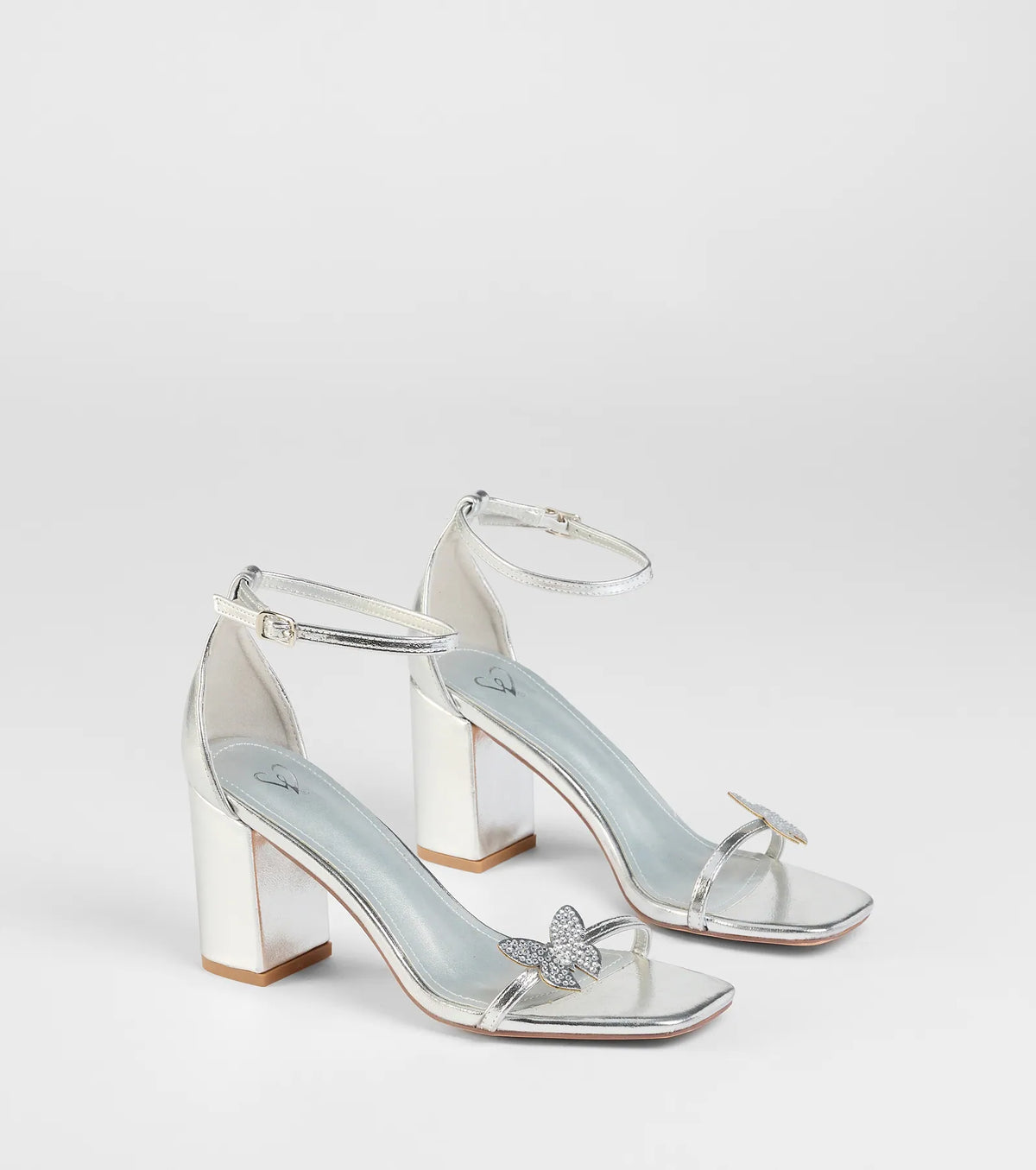 Fly Girl Butterfly Metallic Block Heels