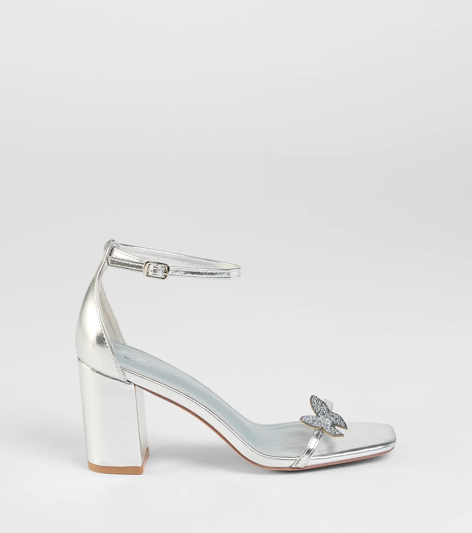 Fly Girl Butterfly Metallic Block Heels