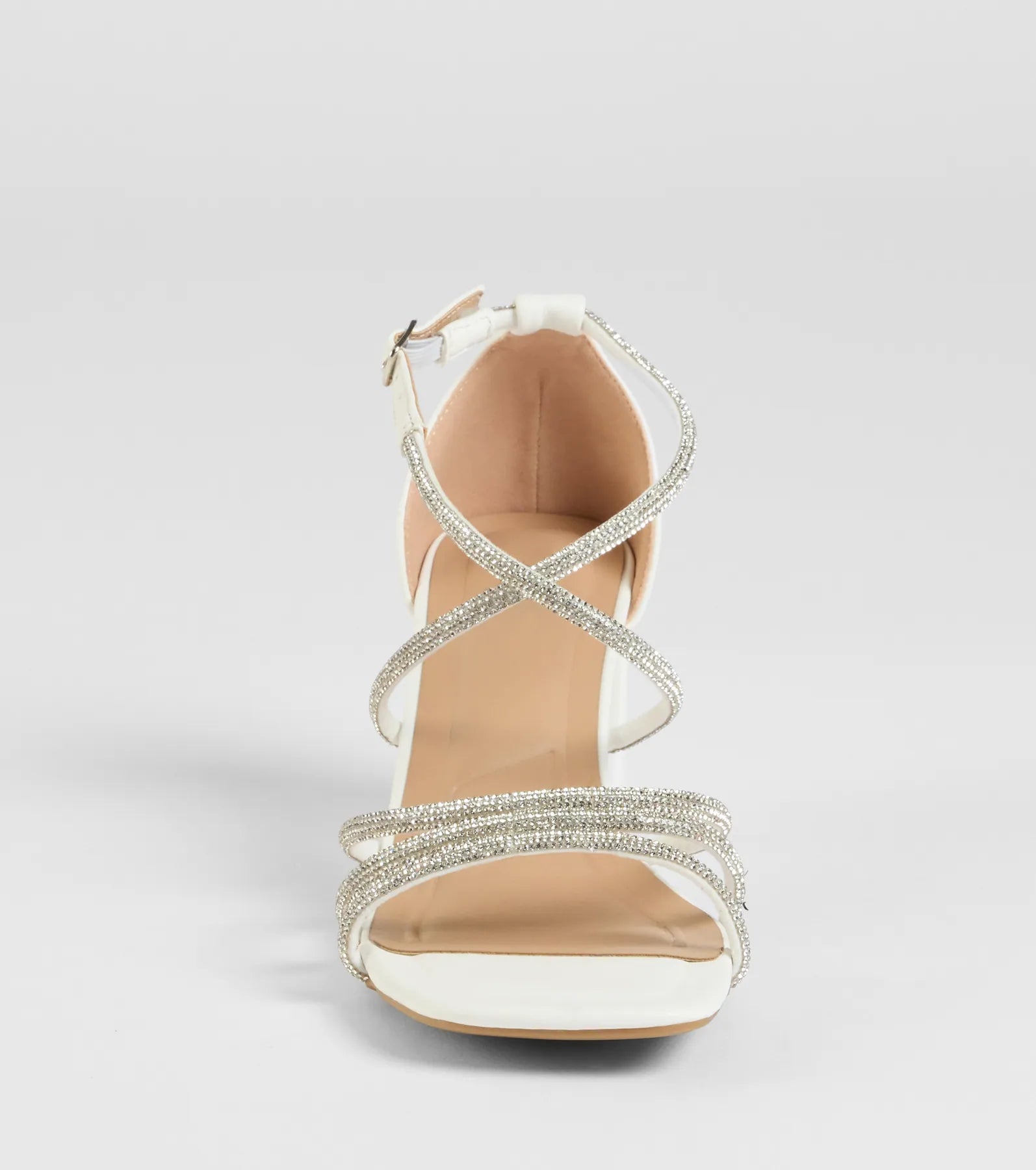 A-List Glam Rhinestone Strappy Block Heels