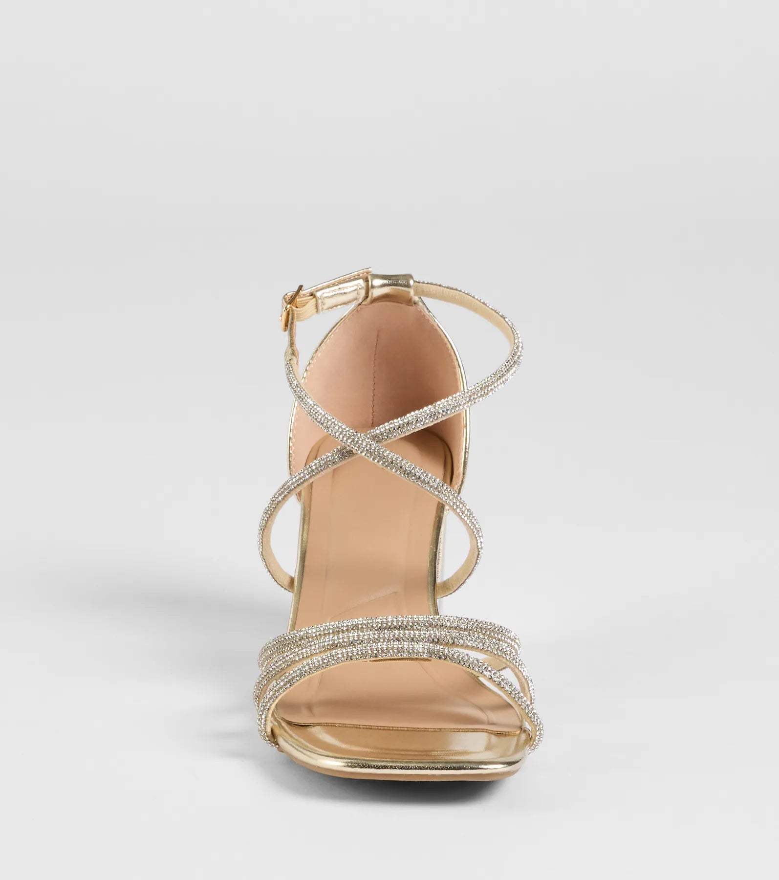 A-List Glam Rhinestone Strappy Block Heels