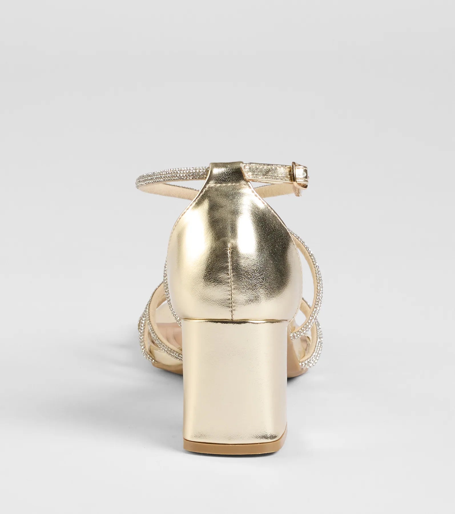 A-List Glam Rhinestone Strappy Block Heels