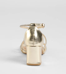 A-List Glam Rhinestone Strappy Block Heels