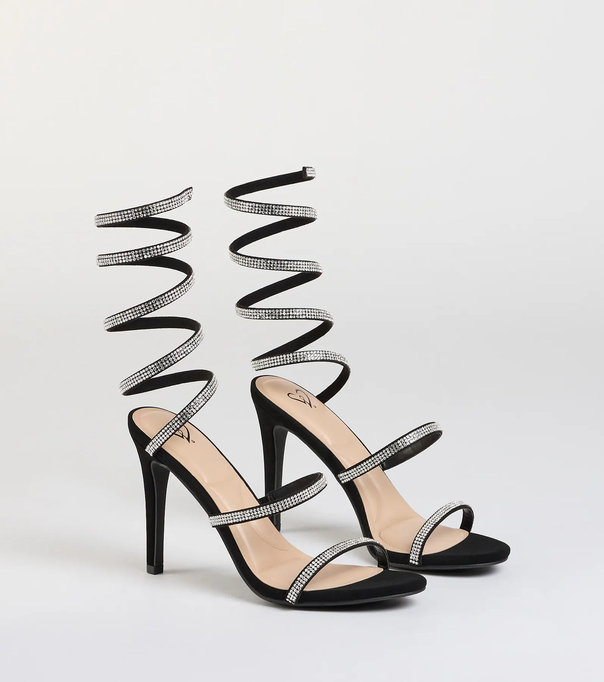 Girly Vibes Rhinestone Spiral Heels