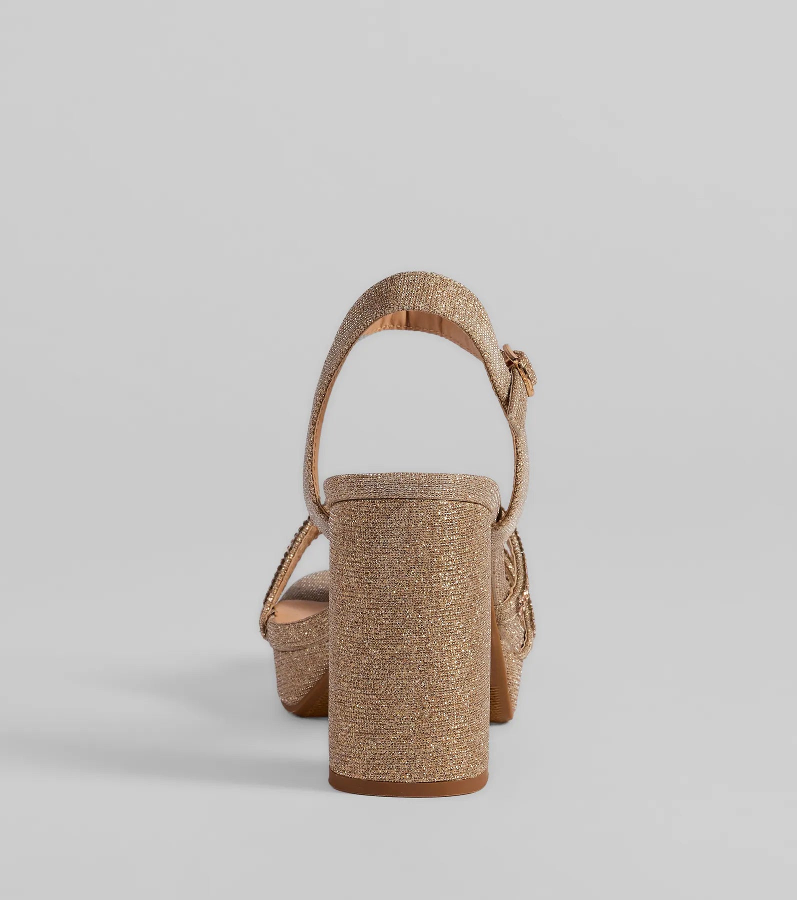 Stepping Out Rhinestone Strappy Platform Block Heels