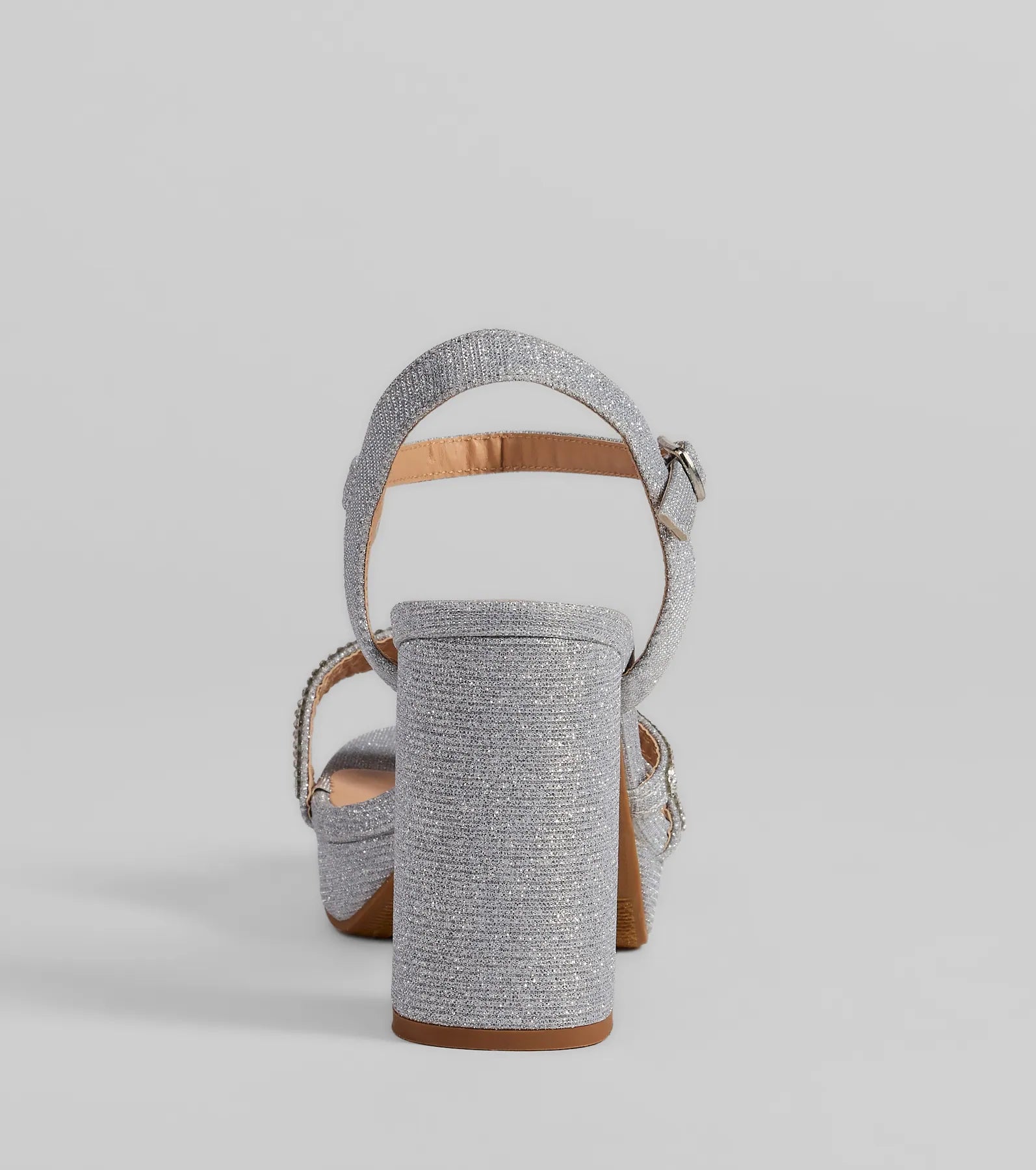 Stepping Out Rhinestone Strappy Platform Block Heels