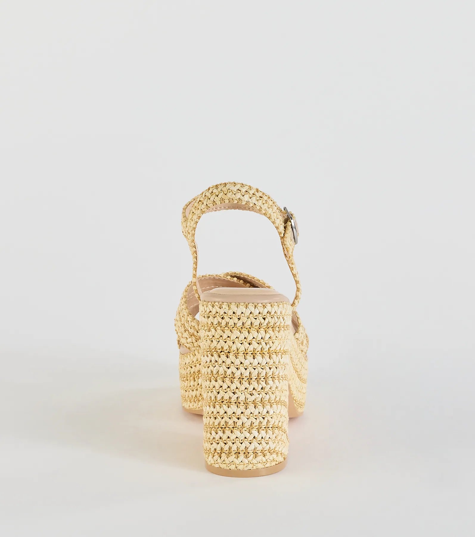 Fun In The Sun Raffia Platform Block Heels