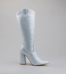Total Glam Girl Rhinestone Knee-High Boots