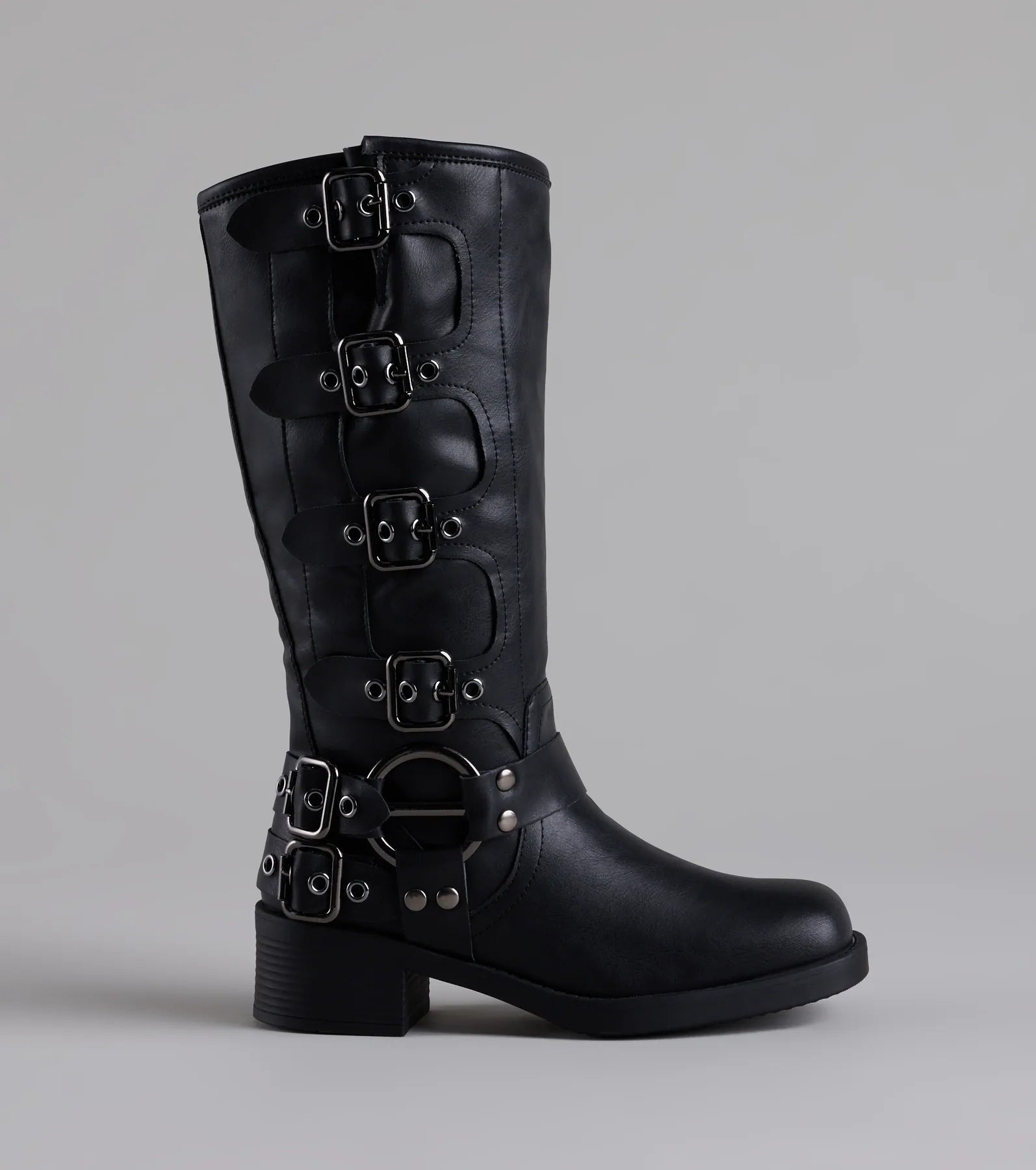 Totally Edgy Buckled Square Toe Boots