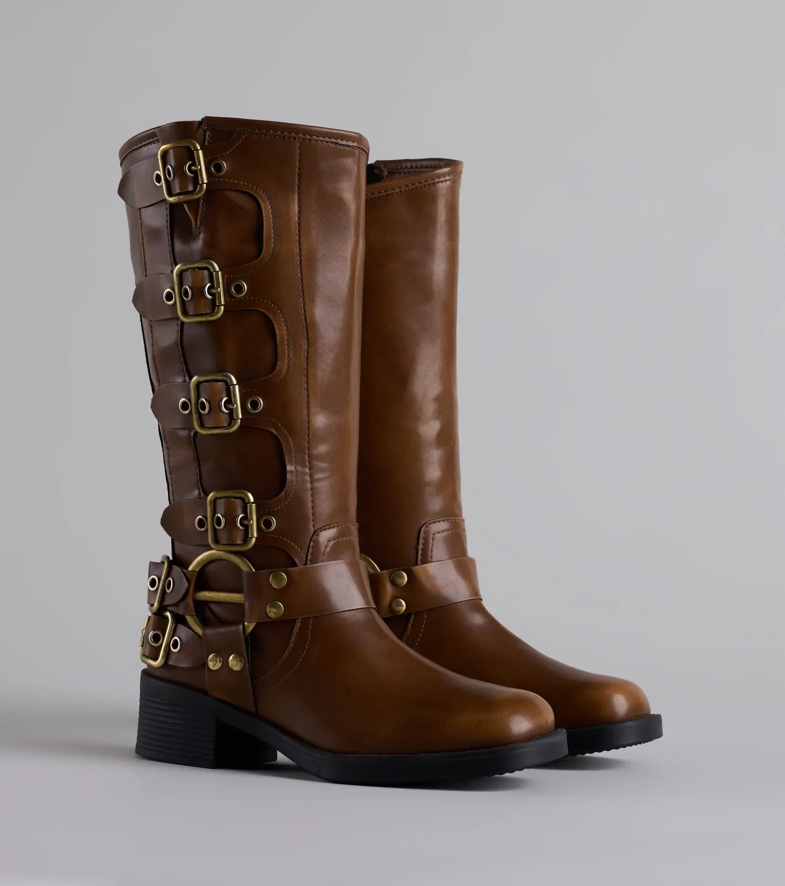 Totally Edgy Buckled Square Toe Boots