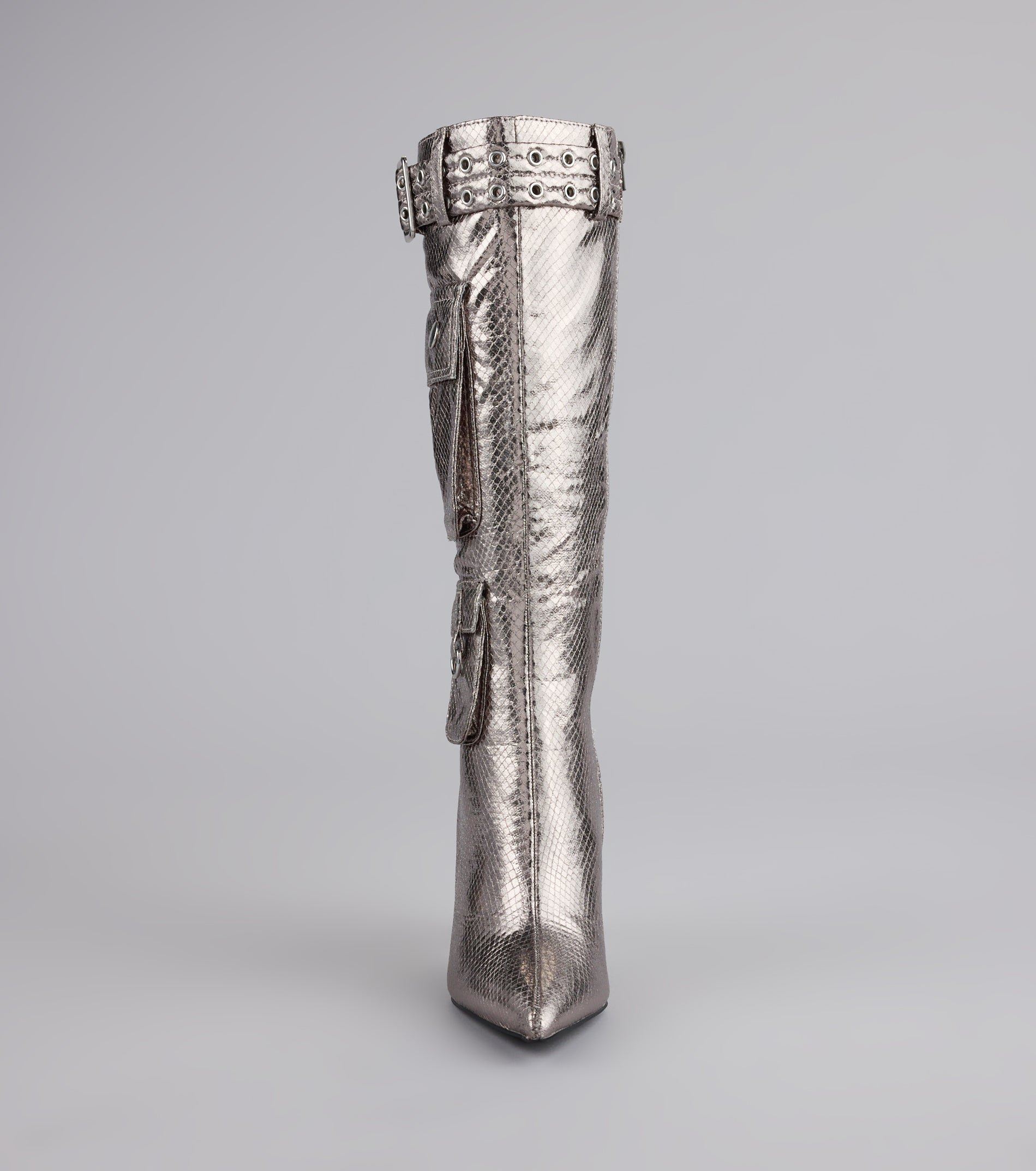 Hot on the Heist Buckled Pocket Stiletto Boots