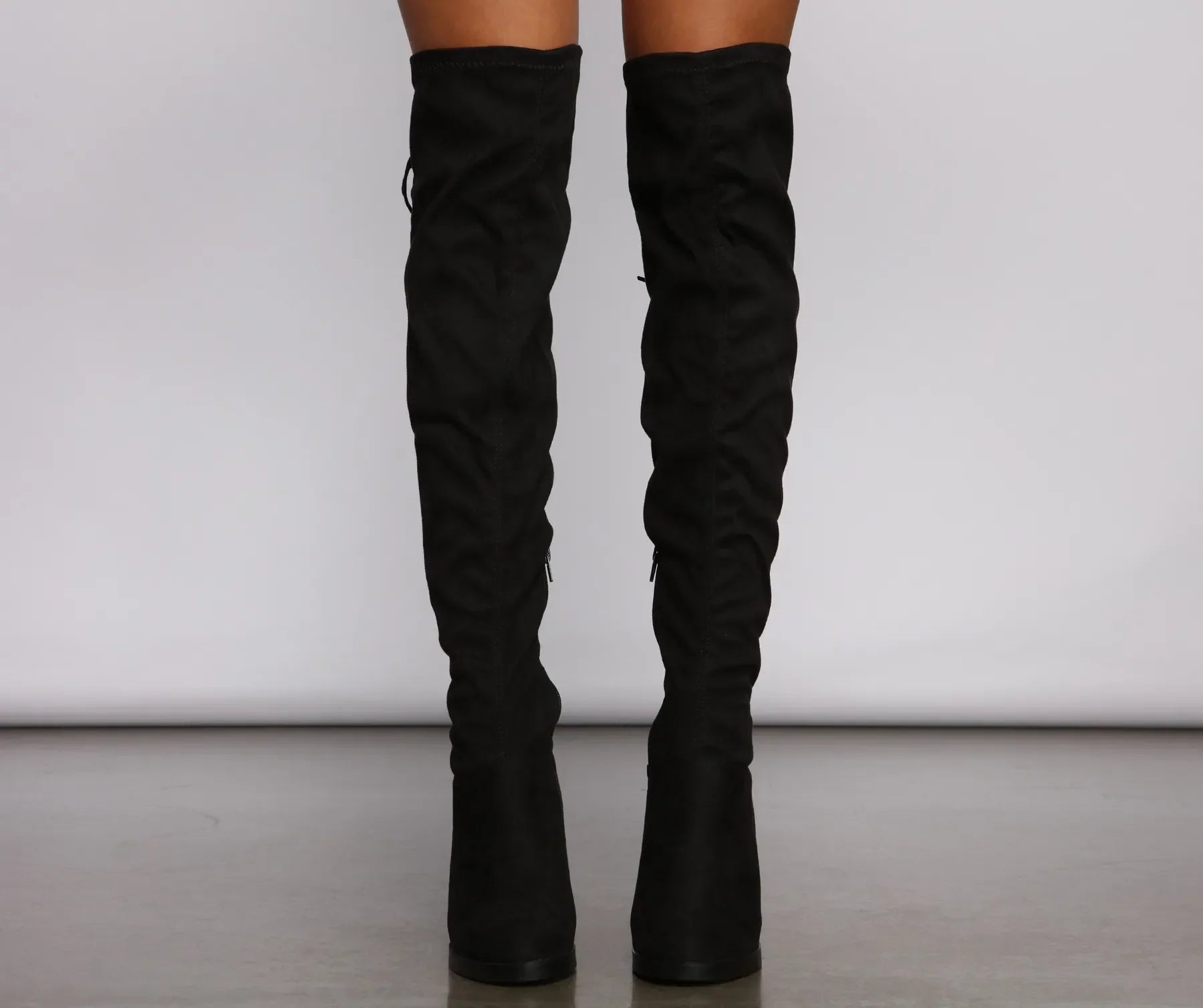 Over The Knee Stacked Block Heeled Boots