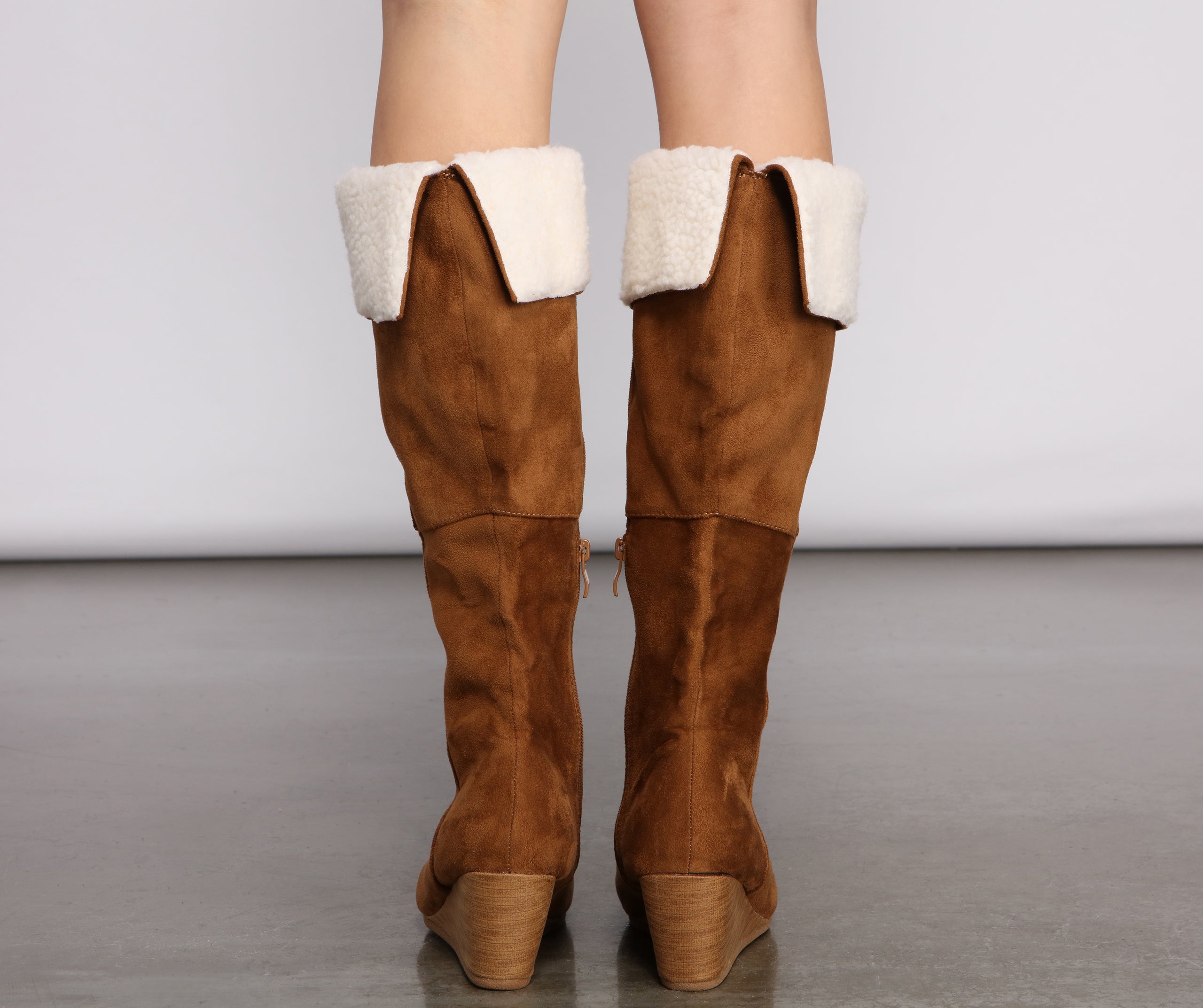 Cozy Vibes Sherpa Lined Wedge Heel Boots