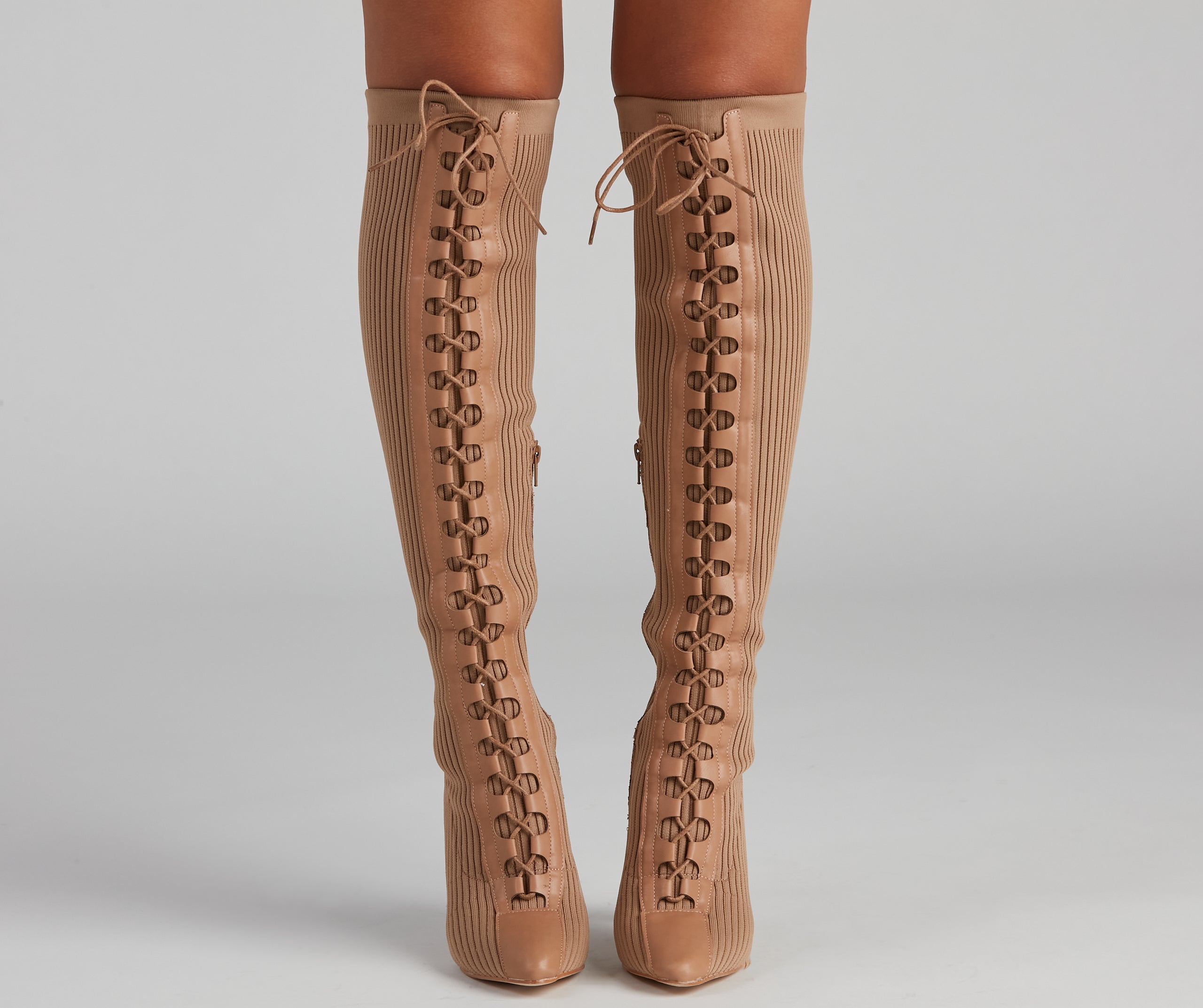 Elevated And Trendy Lace-Up Stiletto Boots