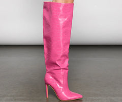 Stylish Gater Knee-High Stiletto Boots