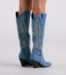 Country Digs Denim Rhinestone Cowboy Boots