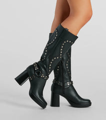 Edgy Attitude Faux Leather Under-The-Knee Boots