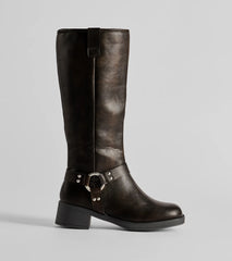 Edgy Look Under-The-Knee Moto Boots
