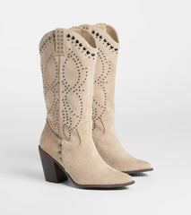 Moving Along Studded Cowboy Boots