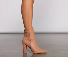 Stacked On Basics Faux Leather Block Heel Booties