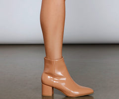 Head Over Heels Faux Patent Leather Booties