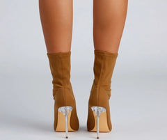 Chic In the Streets Pointed Toe Lucite Booties