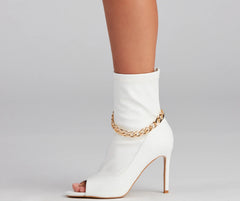 Fab Chain-link Faux Leather Booties