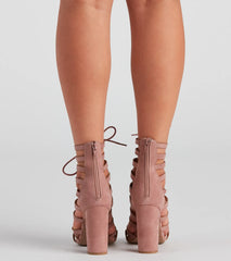 Strapped In Nubuck Lace-Up Booties