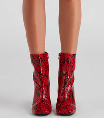 Make You Rattle Faux Leather Snake Booties