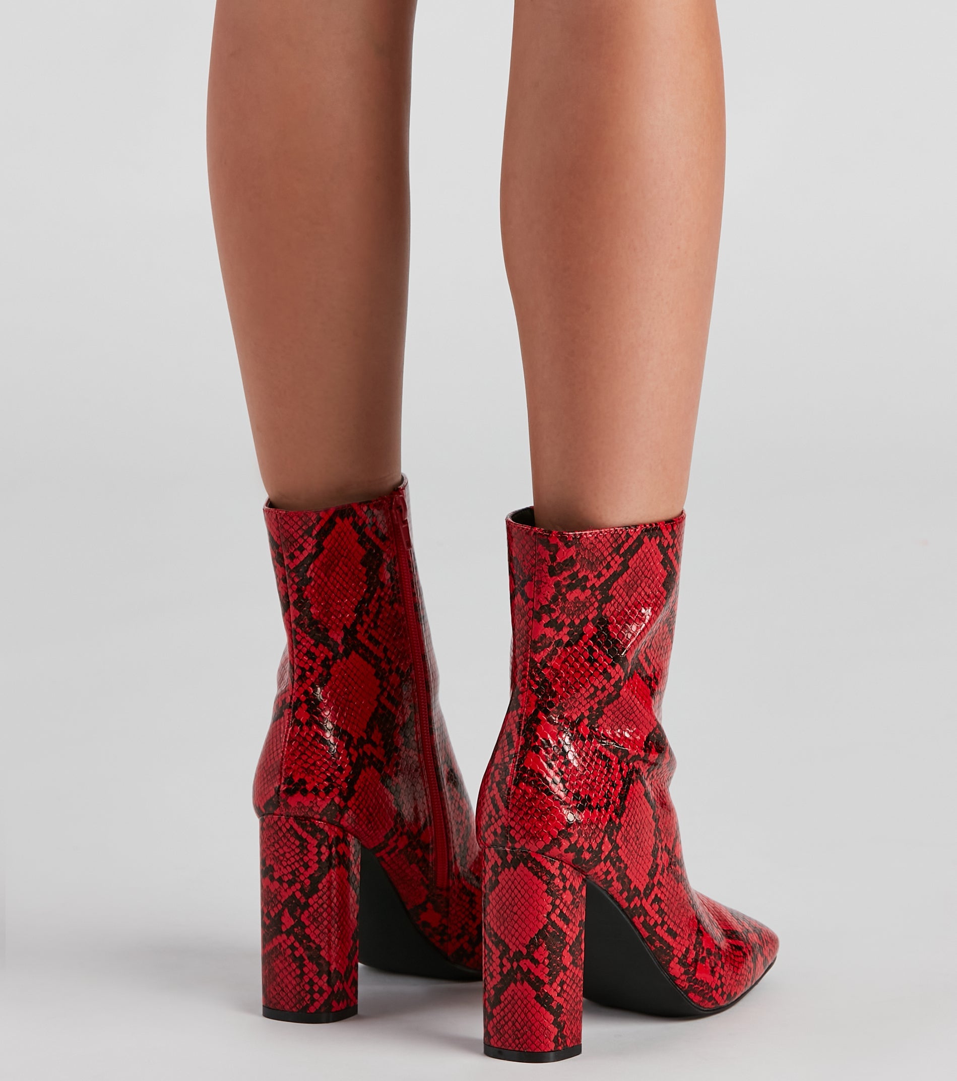 Make You Rattle Faux Leather Snake Booties