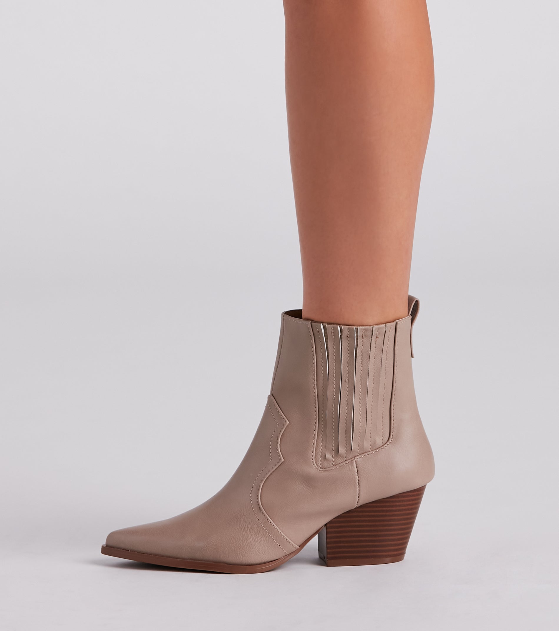 Country Kicks Faux Leather Block Booties