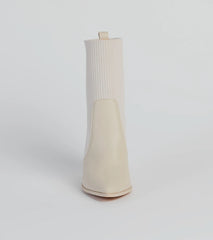 Brand New Attitude Knit Faux Leather Booties