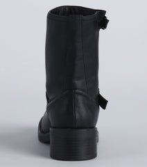 Edge It Up Faux Leather Biker Boots