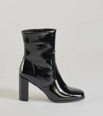 Bold Baddie Faux Patent Leather Ankle Booties