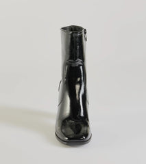 Bold Baddie Faux Patent Leather Ankle Booties