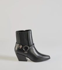 Sleek Strut Moto Western Ankle Booties